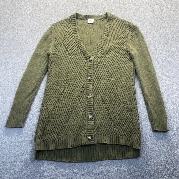 CAbi Sweater Womens Sz Small Green Aerial Longline Cardigan 3536 Cozy Cabincore - Picture 6 of 8